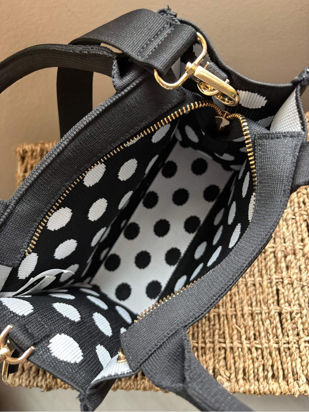 kate spade for Target Black and White Polka Dot Knit Tote - Picture 4 of 7